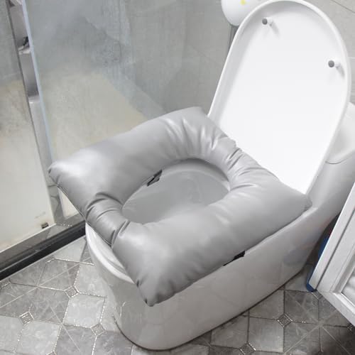 Cojín Suave para Inodoro ZXMOBY, Almohadilla Gruesa con Funda de PU y Correas, Cojín Calentador Lavable para Silla de Inodoro para Adultos Mayores - imagen 6