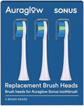 Cabezas de cepillo de repuesto Auraglow Sonus para cepillo eléctrico con tapa, 3 piezas, color blanco - imagen 1
