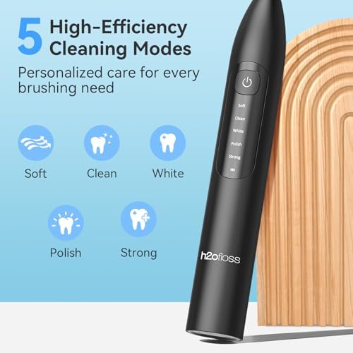 Combo de H2ofloss: Irrigador Dental y Cepillo de Dientes Eléctrico 2 en 1 – Cuidado Oral Completo | Tanque de 300ML, 20–110 PSI, 5 Modos, Libre de - imagen 2