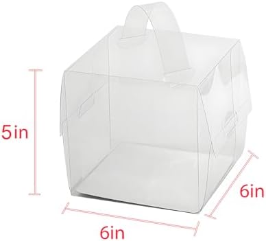 Caja de Pastel Transparente hvominxs 20 Pcs 6x6x5 Pulgadas, Cajas de Repostería con Asas para Regalos de Navidad, Cumpleaños, Bodas y Fiestas - imagen 2