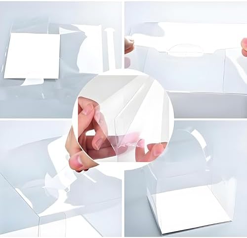 Caja de Pastel Transparente hvominxs 20 Pcs 6x6x5 Pulgadas, Cajas de Repostería con Asas para Regalos de Navidad, Cumpleaños, Bodas y Fiestas - imagen 3