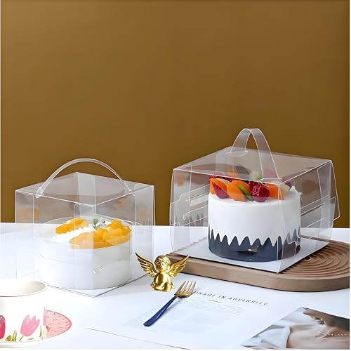 Caja de Pastel Transparente hvominxs 20 Pcs 6x6x5 Pulgadas, Cajas de Repostería con Asas para Regalos de Navidad, Cumpleaños, Bodas y Fiestas - imagen 8