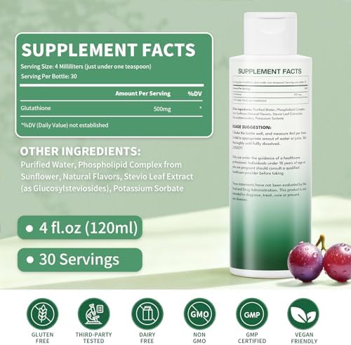 Vervidora Glutatión Liposomal, Suplemento Líquido de Alta Absorción, Apoya la Desintoxicación Natural, Antioxidante, Mejora la Salud de la Piel, 4 Fl - imagen 3