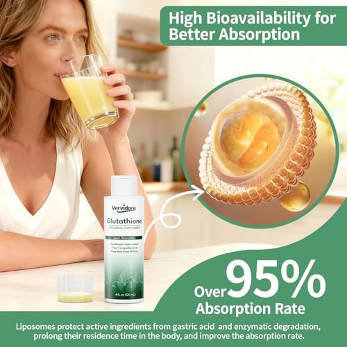 Vervidora Glutatión Liposomal, Suplemento Líquido de Alta Absorción, Apoya la Desintoxicación Natural, Antioxidante, Mejora la Salud de la Piel, 4 Fl - imagen 5