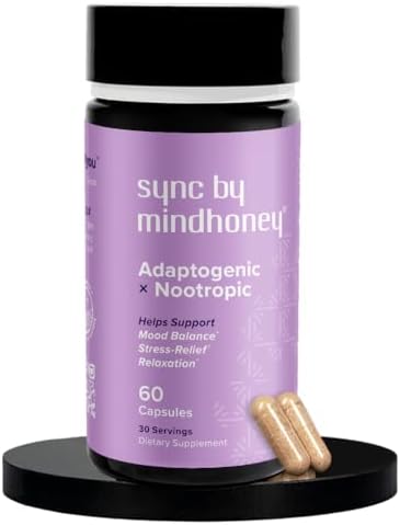 MINDHONEY | SYNC 60 Cápsulas, Suplemento Adaptogénico Premium Todo en Uno | Relajación, Equilibrio Emocional, Estrés | Magnesio, Ashwagandha, - imagen 1