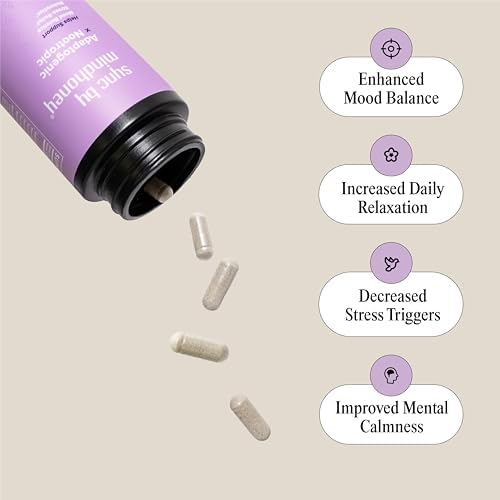 MINDHONEY | SYNC 60 Cápsulas, Suplemento Adaptogénico Premium Todo en Uno | Relajación, Equilibrio Emocional, Estrés | Magnesio, Ashwagandha, - imagen 2