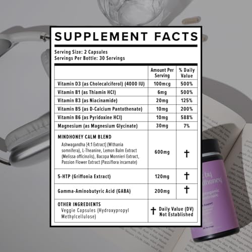 MINDHONEY | SYNC 60 Cápsulas, Suplemento Adaptogénico Premium Todo en Uno | Relajación, Equilibrio Emocional, Estrés | Magnesio, Ashwagandha, - imagen 5