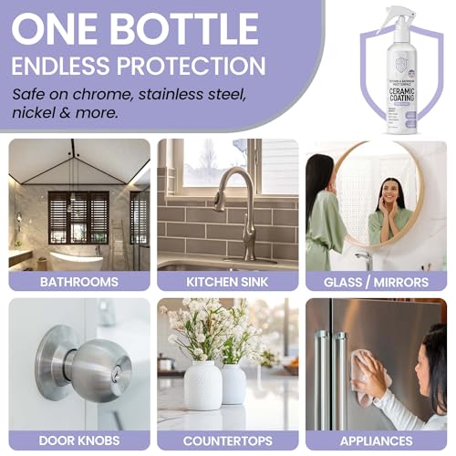 Spray Cerámico Fixture Shield para Hogar - Protección Hidrofóbica SiO₂ para Cocina y Baños + Acero Inoxidable | Repele Huellas, Manchas y Agua Dura | - imagen 2