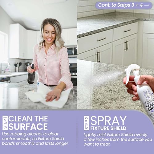 Spray Cerámico Fixture Shield para Hogar - Protección Hidrofóbica SiO₂ para Cocina y Baños + Acero Inoxidable | Repele Huellas, Manchas y Agua Dura | - imagen 3