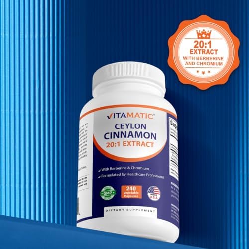 Vitamatic Canela de Ceilán y Berberina con Cromo – Extracto Botánico a Base de Plantas – Cápsulas Vegetales – No GMO, Sin Gluten – Suplemento Herbal - imagen 4
