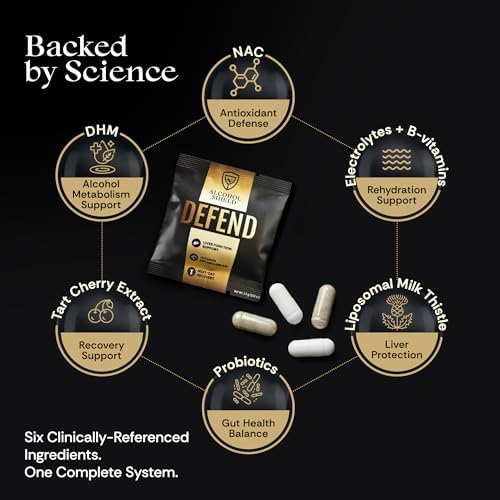 ALCOHOL SHIELD Suplemento para Defenderse de la Resaca | DHM + NAC | Mejora tu Bienestar Después de Beber | Recuperación de Alcohol y Soporte - imagen 4