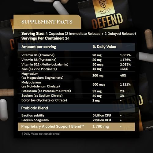 ALCOHOL SHIELD Suplemento para Defenderse de la Resaca | DHM + NAC | Mejora tu Bienestar Después de Beber | Recuperación de Alcohol y Soporte - imagen 7
