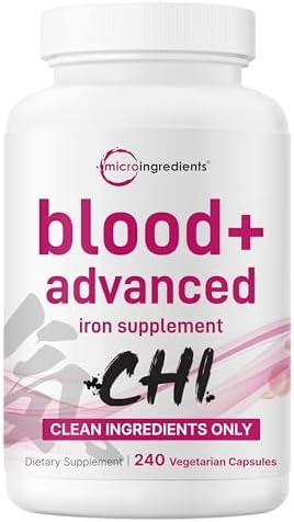 Suplemento de Hierro Avanzado Micro Ingredients Blood+, 240 Cápsulas Veganas | Hierro Bisglicinato 14 en 1 con Folato y Vitaminas B, C | Complejo de - imagen 1