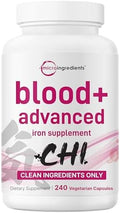 Suplemento de Hierro Avanzado Micro Ingredients Blood+, 240 Cápsulas Veganas | Hierro Bisglicinato 14 en 1 con Folato y Vitaminas B, C | Complejo de - imagen 1