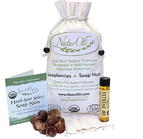 Nuts de Jabón NaturOli - 1 lb orgánico (240 cargas) + Botella de Viaje 18X! Selección Sin Semillas - 1 Bolsa de Lavado, 8 pgs de info, Bolsa Tote. - imagen 2