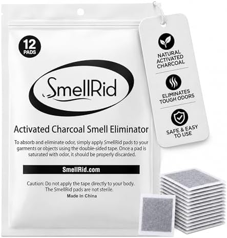 Pads Absorbentes de Olores SMELLRID de Carbón Activado – 12 Adhesivos Sin Fragancia (4x4) para Olores Corporales, Flatulencias y Cuidado Personal – - imagen 1