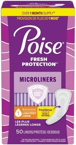 Microliners Healthy Surplus Poise, Longitud Longa - Incontinencia 1 Gota Absorbencia Ligera, 50 Piezas (2 Paquetes - Total 100) y Tarjeta de Consejos - imagen 8