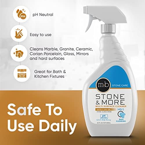 MB-5 Stone & More, Spray Limpiador Multiusos para Encimeras de Cocina, Fórmula Sin Rayas para Mármol, Granito y Más (32 oz) - imagen 3