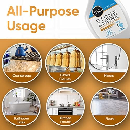 MB-5 Stone & More, Spray Limpiador Multiusos para Encimeras de Cocina, Fórmula Sin Rayas para Mármol, Granito y Más (32 oz) - imagen 4