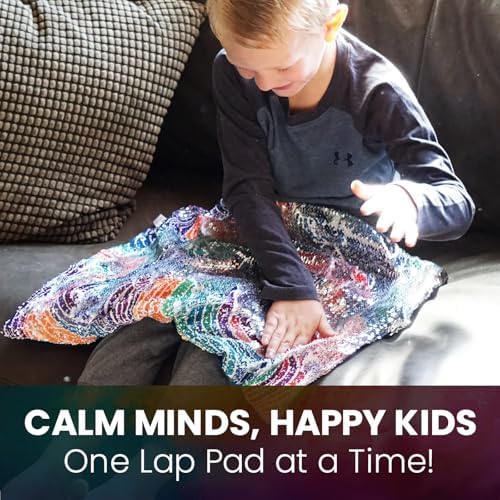 Almohadilla con peso para niños – 20”x17”, 5lbs – Manta sensorial de lentejuelas para estimulación táctil – Ayuda calmante y herramienta sensorial - imagen 4
