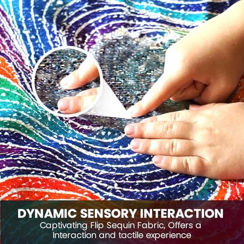 Almohadilla con peso para niños – 20”x17”, 5lbs – Manta sensorial de lentejuelas para estimulación táctil – Ayuda calmante y herramienta sensorial - imagen 6