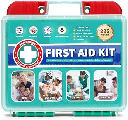 Kit de ros Auxilios SuccorWare de 225 Piezas, Incluye Paquete de Hielo, Vendas Adhesivas, Gasas para Heridas, Bolsa Portátil para Hogar, Auto, - imagen 7