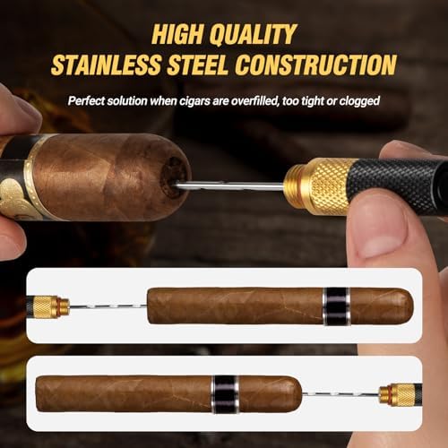 Kit de Herramientas para Cigarros Tesonway 4 en 1 con Punch, Nubber Doble y Punch de Acero Inoxidable, Accesorios para Cigarros en Caja de Regalo - imagen 3