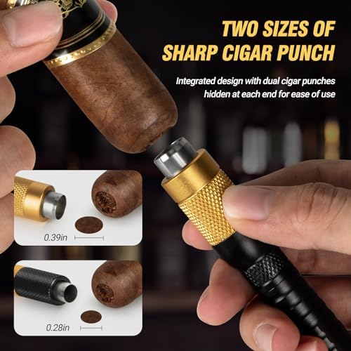 Kit de Herramientas para Cigarros Tesonway 4 en 1 con Punch, Nubber Doble y Punch de Acero Inoxidable, Accesorios para Cigarros en Caja de Regalo - imagen 5