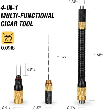 Kit de Herramientas para Cigarros Tesonway 4 en 1 con Punch, Nubber Doble y Punch de Acero Inoxidable, Accesorios para Cigarros en Caja de Regalo - imagen 6