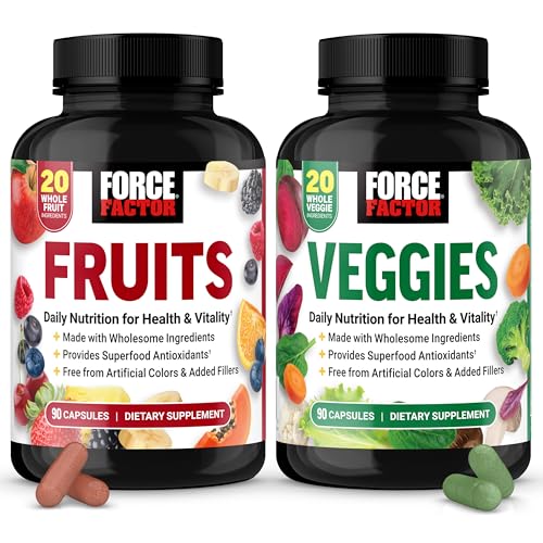 Force Factor Fruits & Veggies, Suplementos de Frutas y Verduras para Adultos con Antioxidantes Superfood, 20 Ingredientes Naturales, 2 Paquetes de 90 - imagen 2