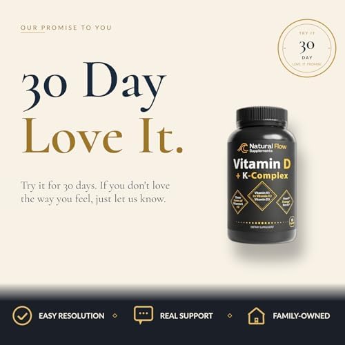 Natural Flow Vitamina D3 con Complejo K2 — 5,000 UI D3 + Complejo K Completo (K1, MK-4, MK-7) + FOS — Soporte para Huesos, Corazón e Inmunidad — - imagen 6
