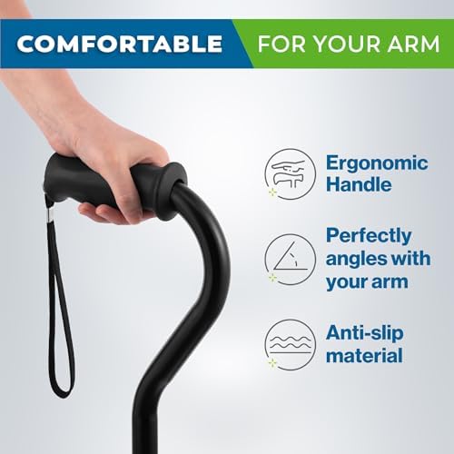 Cane Cuádruple Ajustable HONEYBULL para Hombres y Mujeres - Bastón Ligero con Base de 4 Puntas para Mayor Estabilidad y Equilibrio (Negro) - imagen 8