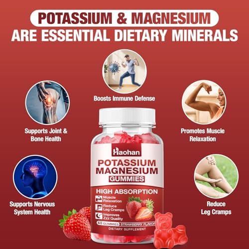 Gomitas de Potasio y Magnesio con Electrolitos y Vitaminas - Magnesio Glicinato, Citrato de Potasio, Calcio, Vitaminas B6, D3 y K2 para Función - imagen 3