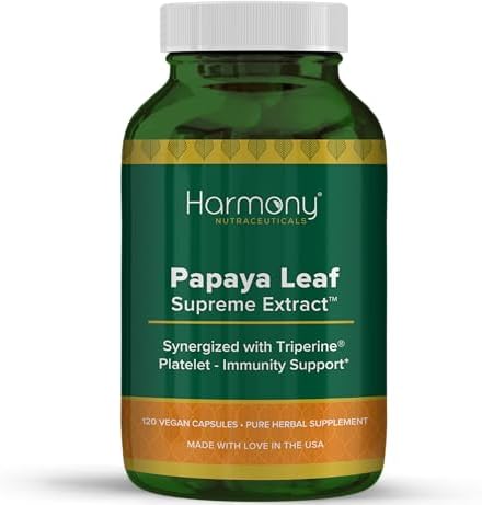 Extracto Supremo de Hoja de Papaya Harmony Nutraceuticals - Máxima Potencia y Bioactividad Orgánica - 120 Cápsulas Veganas Clínicas Dr. Gumman's con - imagen 1