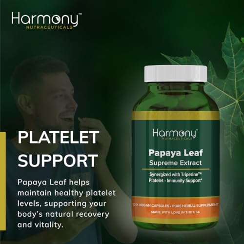 Extracto Supremo de Hoja de Papaya Harmony Nutraceuticals - Máxima Potencia y Bioactividad Orgánica - 120 Cápsulas Veganas Clínicas Dr. Gumman's con - imagen 3