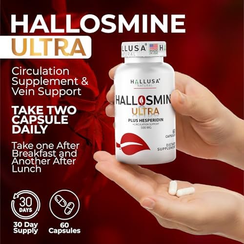 Hallusa Suplemento Natural Hallosmine Ultra 500mg Diosmina & 150mg Hesperidina – Piernas Pesadas, Hinchazón y Circulación Sanguínea, 60 Cápsulas - imagen 8