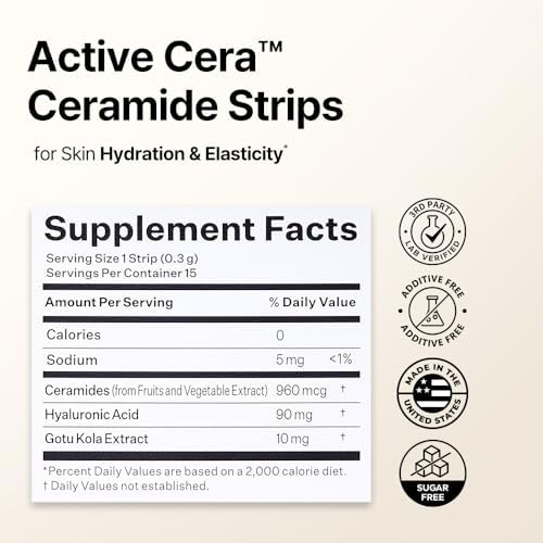 Tiras de Ceramida ESTHER FORMULA (15 ct) - Película Oral de Belleza de Rápida Absorción con Fitoceramidas y Ácido Hialurónico para Hidratación y - imagen 3