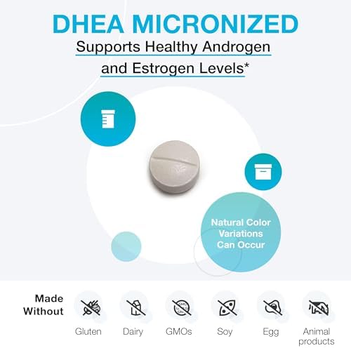 XYMOGEN DHEA Micronizado - 10 mg de Dehidroepiandrosterona - Soporte Androgénico y Estrogénico - Libre de Gluten, Soja y Lácteos - 60 Tabletas - imagen 3