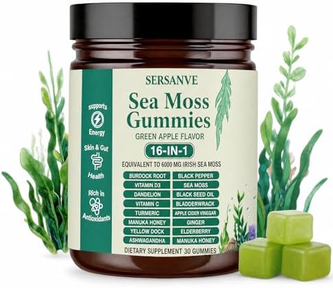 Gomitas de Musgo Marino 16 en 1 con Aceite de Semilla Negra, Ashwagandha y Saúco | Suplemento Orgánico de Musgo Marino para Hombres y Mujeres | 30 - imagen 1