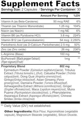 Aumento de Libido Femenino para Mujeres Mayores de 40 - Cápsulas de Raíz de Maca con Fenogreco, Ashwagandha, Zinc y L-Arginina - Mejora de Libido, - imagen 7