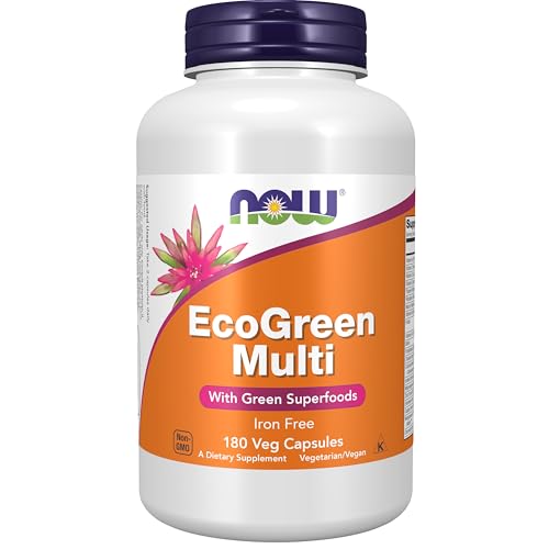 NOW Suplementos, EcoGreen Multivitamínico con Superalimentos Verdes, Sin Hierro, 180 Cápsulas Veganas - imagen 3