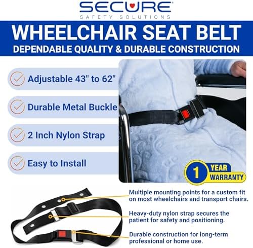 Cinturón de Seguridad para Silla de Ruedas para Adultos - Arnés con Hebilla Metálica de Liberación Rápida - Ajustable de 42 a 62 - Cinturón para - imagen 2