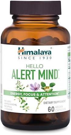 Himalaya Hello Alert Mind con L-Theanina, Ashwagandha, Bacopa, Vitaminas B6 y B12, Energía, Enfoque y Atención, Vegano, Sin Gluten, 60 Cápsulas - imagen 1