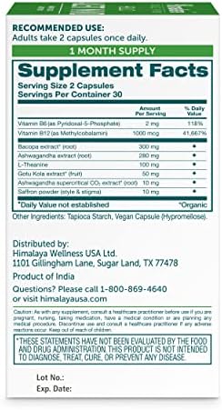 Himalaya Hello Alert Mind con L-Theanina, Ashwagandha, Bacopa, Vitaminas B6 y B12, Energía, Enfoque y Atención, Vegano, Sin Gluten, 60 Cápsulas - imagen 2