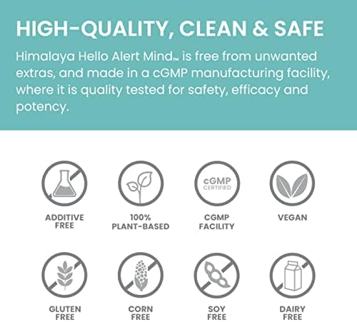 Himalaya Hello Alert Mind con L-Theanina, Ashwagandha, Bacopa, Vitaminas B6 y B12, Energía, Enfoque y Atención, Vegano, Sin Gluten, 60 Cápsulas - imagen 5
