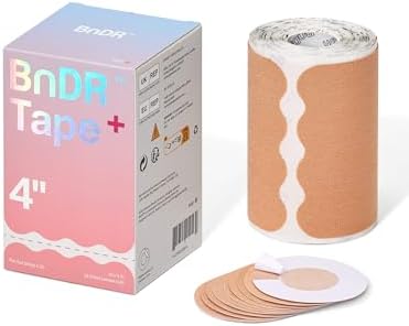 Cinta de Sujeción Sintética Pre-Cortada Pro con Protectores de Pezón para FTM, Extra Ancha, 4in, 20 Tiras (Beige) - imagen 1