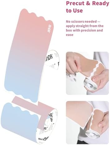 Cinta de Sujeción Sintética Pre-Cortada Pro con Protectores de Pezón para FTM, Extra Ancha, 4in, 20 Tiras (Beige) - imagen 5