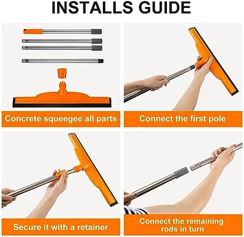 Squeegee de Piso ITTAR de Alta Resistencia, Mango Ajustable de 62, Cuchilla de Espuma EVA, Ideal para Concreto, Garaje, Patio y Más - imagen 6