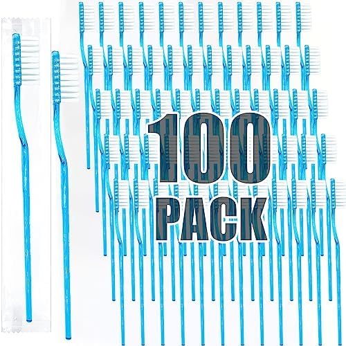 Cepillos de Dientes Desechables COCOBURI con Pasta Dental para Adultos, 100 Piezas, Cepillos de Viaje Envuelto Individualmente, Sabor Menta - imagen 1
