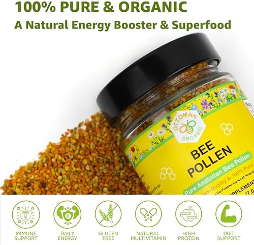 Polen de Abeja Orgánico Ottoman – Certificado Orgánico por USDA y UE, Halal, ISO 22000 y GMP | Superalimento 100% Puro, Rico en Vitaminas y Minerales - imagen 2